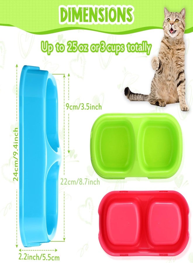 Hsei 12 Pieces Plastic Cat Dog Food Water Bowl Set Double Pet Dog Food Bowl for Kennel Cattery Small Medium Size Cats Puppies, 3 Assorted Colors - Image 3
